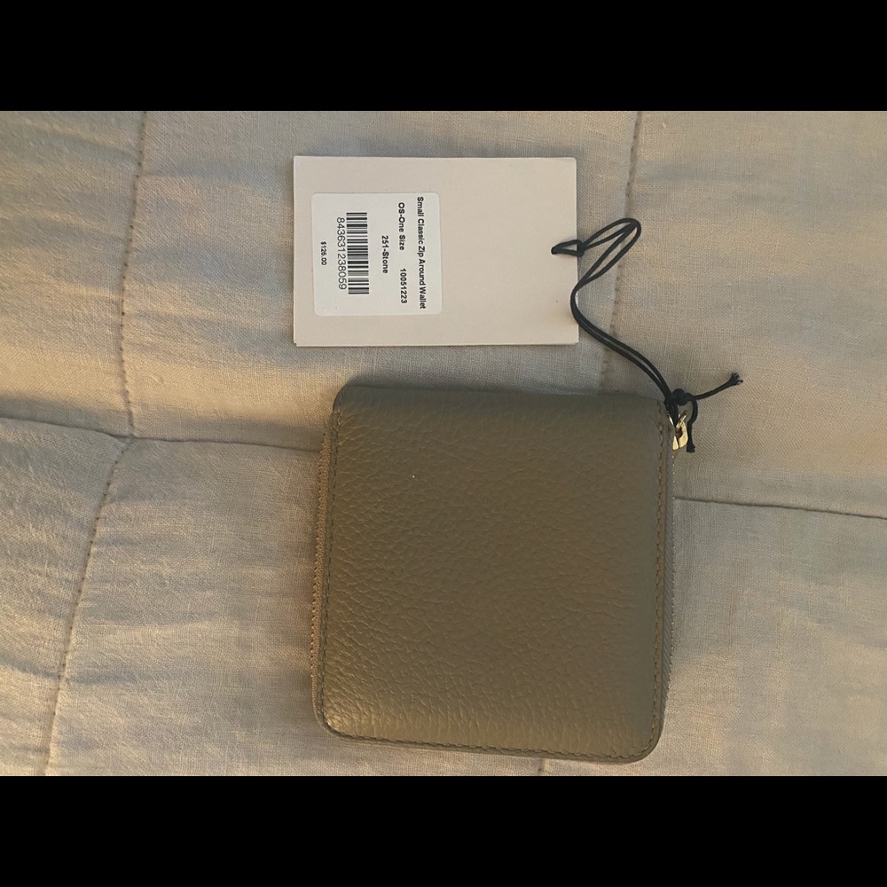 Cuyana stone leather zip around wallet